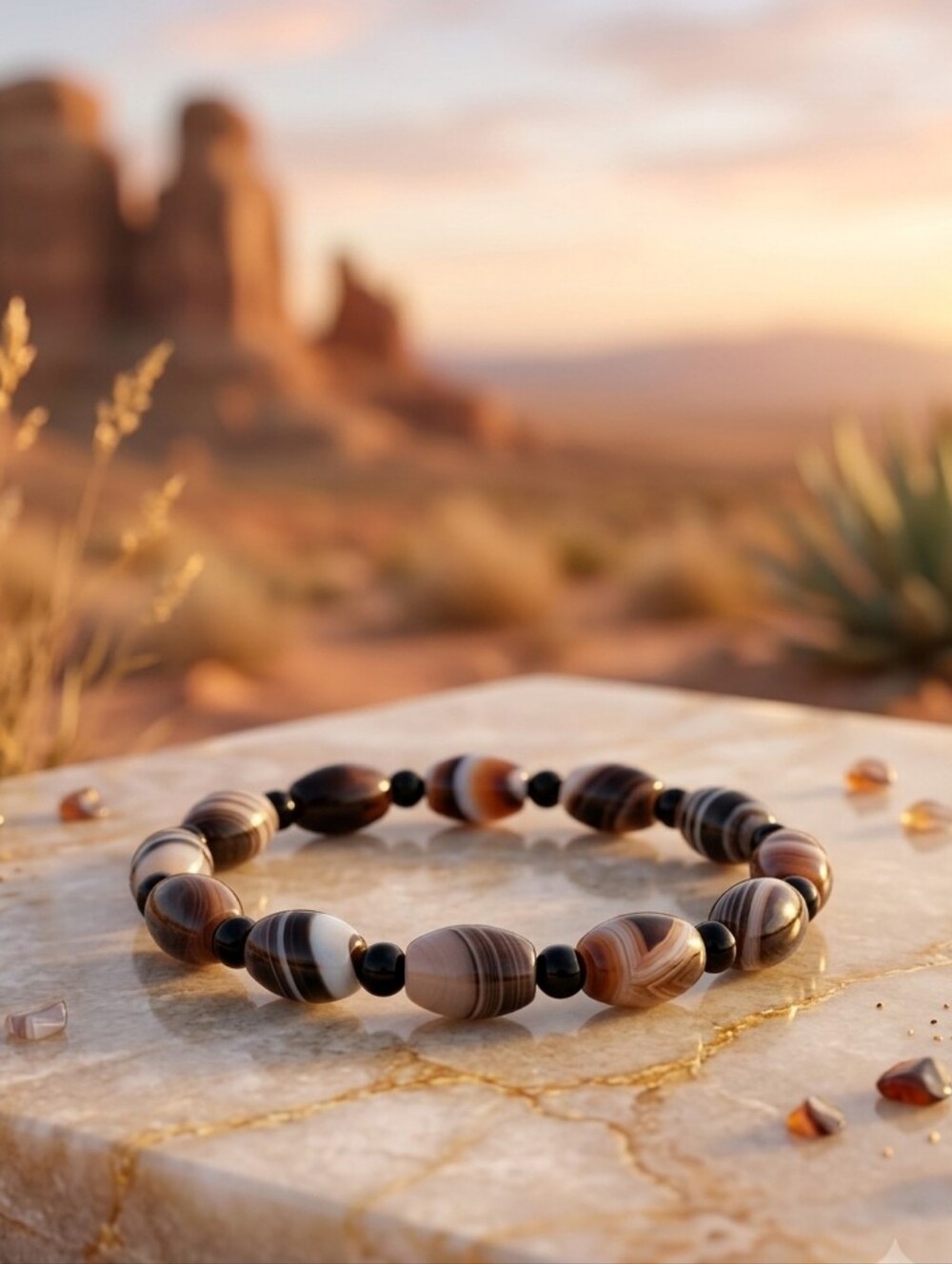 Striped Agate/Onyx Bracelet